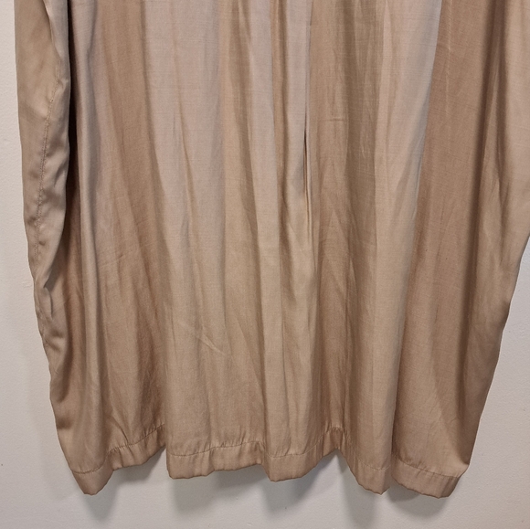 H&M Satin Kaftan Dress Beige V-Neck Midi Drapey Slouchy Oversized Boho Sz XXL - Picture 7 of 11